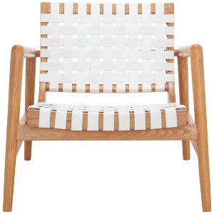 Bellona Leather Woven Accent Chair - ACH1004 - Safavieh - 1 of 4