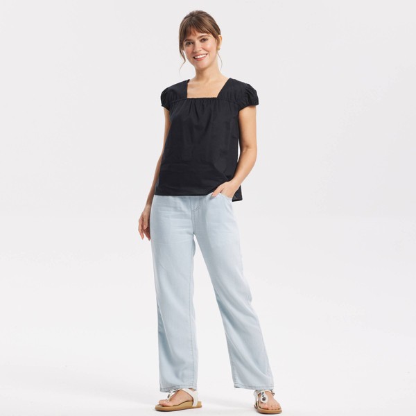 Top de cuello cuadrado y mangas cortas abullonadas para mujer - Universal Thread™ 3