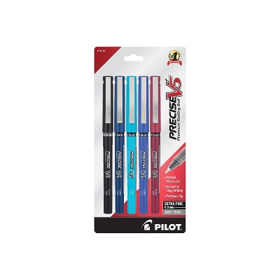 Pilot Precise V5 Rollerball Pen Extra Fine Point 0.5mm Assorted Ink 5/Pack (PV5C5004)