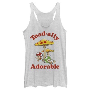 Women's Nintendo Toadally Adorable Racerback Tank Top - 1 of 3