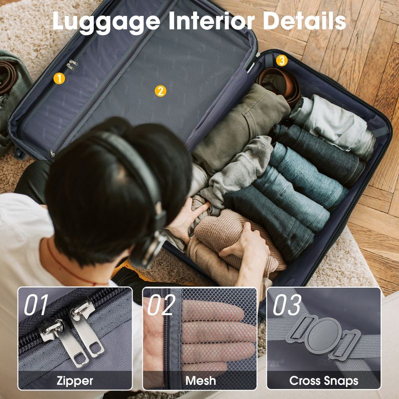 3 PCS Luggage Set, Hardside Spinner Suitcase with TSA Lock (20/24/28)-ModernLuxe, 2 of 8