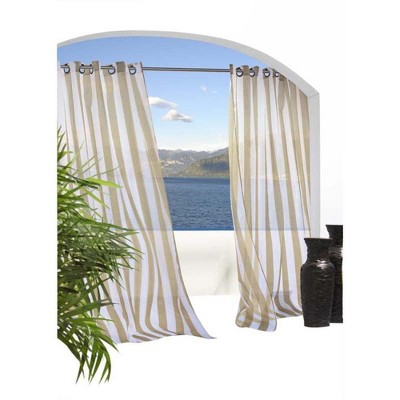 Commonwealth Outdoor Decor Escape Stripe Voile Grommet Top Window Panel, Khaki