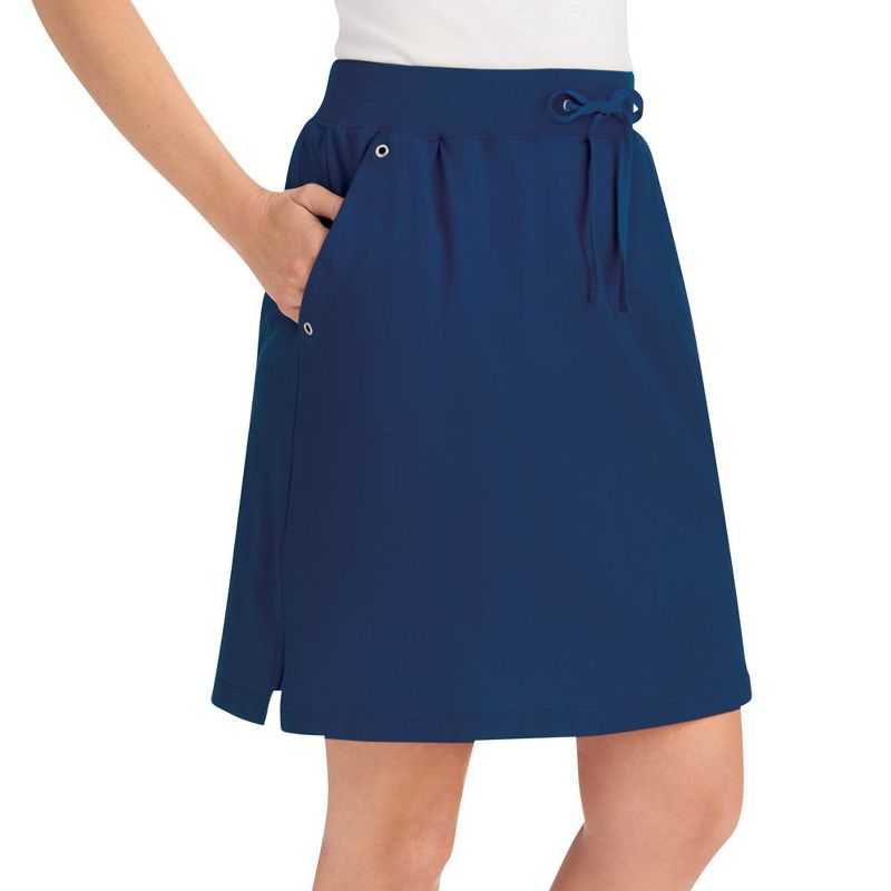 Collections Etc Casual Pull-On Sport Knit Skort with Grommet Side Pockets, 21"L, 1 of 4