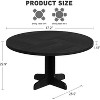 Round Dining Table for 4 47 in Rustic Kitchen Table with Wooden Base Sturdy Metal Frame Multifunctional Design Easy Assembly Farmhouse Decor black - 2 of 4