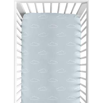 Sweet Jojo Designs Boy Baby Fitted Crib Sheet Airplane Blue and White