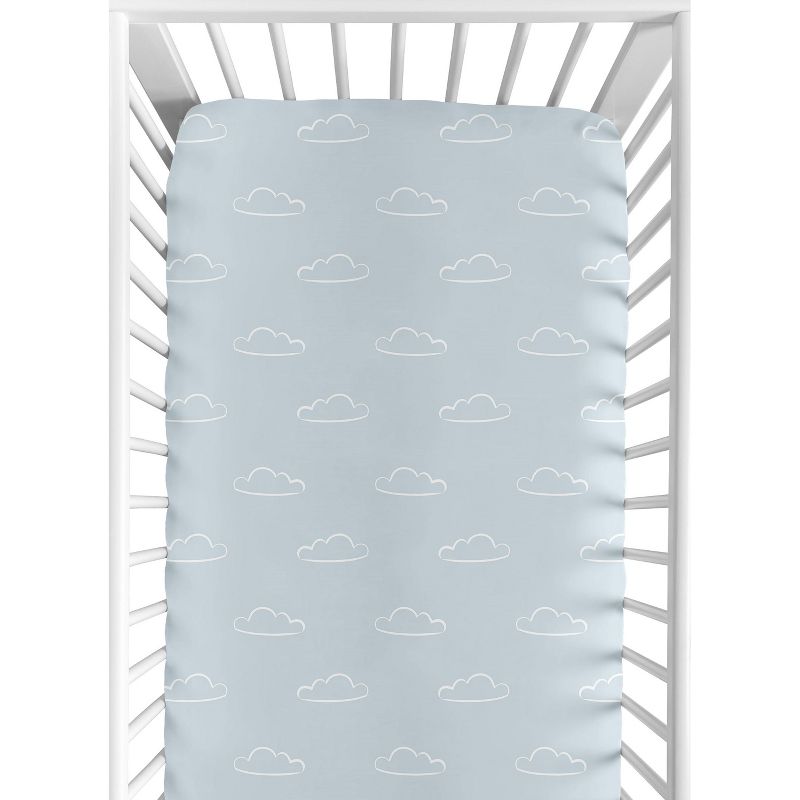 Sweet Jojo Designs Boy Baby Fitted Crib Sheet Airplane Blue and White, 1 of 8