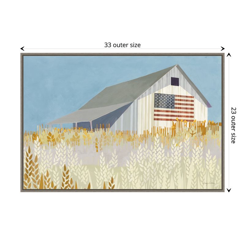 Amanti Art Wheat Fields Barn with American Flag by Avery Tillmon Canvas Wall Art Print Framed 33-in. W x 23-in. H., 4 of 7