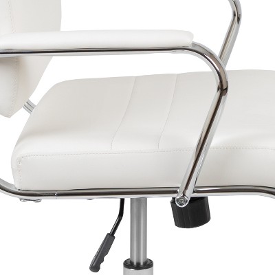 White Leather Mid-Back Ergonomic Executive Swivel Chair