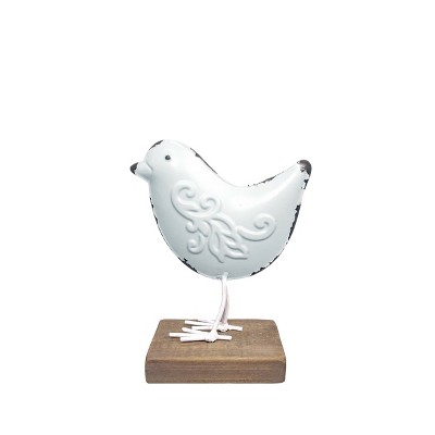 VIP Metal 7 in. White Bird with Stand Accent