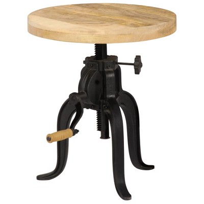 vidaXL Side Table Natural wood and black