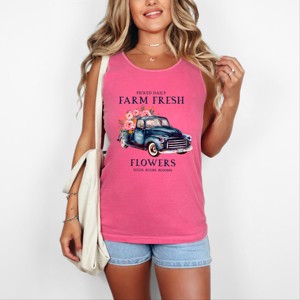 Simply Sage Market Farm Fresh Flowers Truck Garment Dyed Tank - 1 of 4