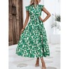 Floral Maxi Dress for Women Ruffled Cap Sleeve A Line Dress with Crew Neck Highwaist Tiered Dress Belted Maxi Sundress Garden Party Dress - 3 of 4