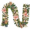 9 Feet Prelit Christmas Garland with Lights, with Rose Gold Ball Ornaments for Mantle Stairs Railing Fireplace Table Centerpiece Decor - 2 of 4