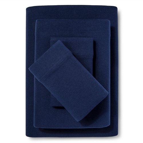 Jersey Sheet Set - (Queen) Navy - Room Essentials , Solid Blue