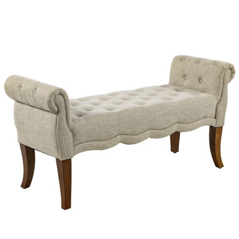 Tufted bench with arms hot sale