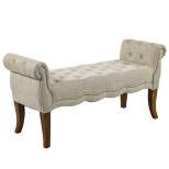 HOMCOM Traditional Style Entryway Bed End Shoe Bench with Button Tufted and Rounded Arm for Living Room