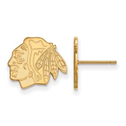 Black Bow Jewelry 14k Yellow Gold Plated Sterling Silver Chicago Blackhawks NHL Stud Earring - image 1 of 3