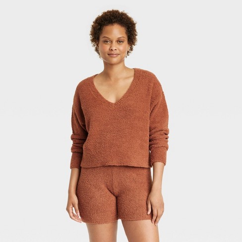 Women's Cozy Yarn Pullover Sweater - Stars Above™ Brown M : Target