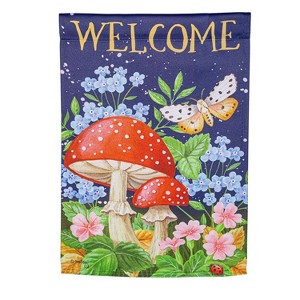 Welcome Mushroom Suede Garden Flag - 1 of 2