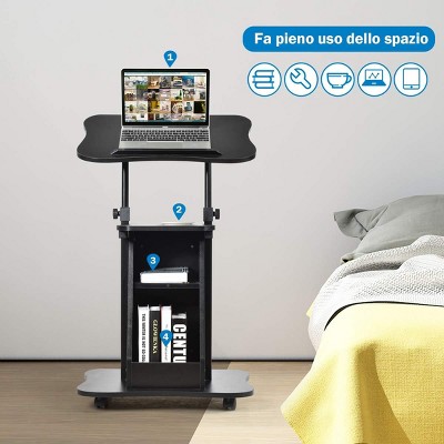 Black Adjustable Height Particle Board Laptop Cart