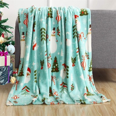 Comfort Flannel Blanket Super Soft Christmas Prints Throw Blanket Christmas Gift.