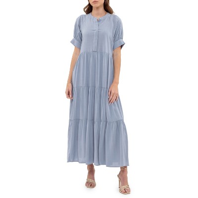 August Sky Women's Round Collar Midi Dress