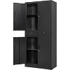 Metal Storage Cabinet with Wheels, Storage Cabinet with 2 Drawers and 2 Adjustable Shelves, Metal Lockers with Pegboards for Homes, Offices, Black - 4 of 4