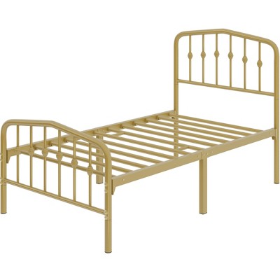 Yaheetech Modern Metal Bed Frame With Arched Headboard, Antique Gold ...