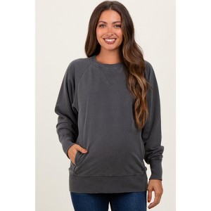 Pinkblush Black Vintage Wash French Terry Maternity Pullover - 1 of 4