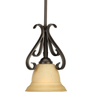 Progress Lighting Torino 1-Light Mini-Pendant, Steel, Forged Bronze, Bell-shaped Glass Bowl, Brushed Nickel Finish - 1 of 2