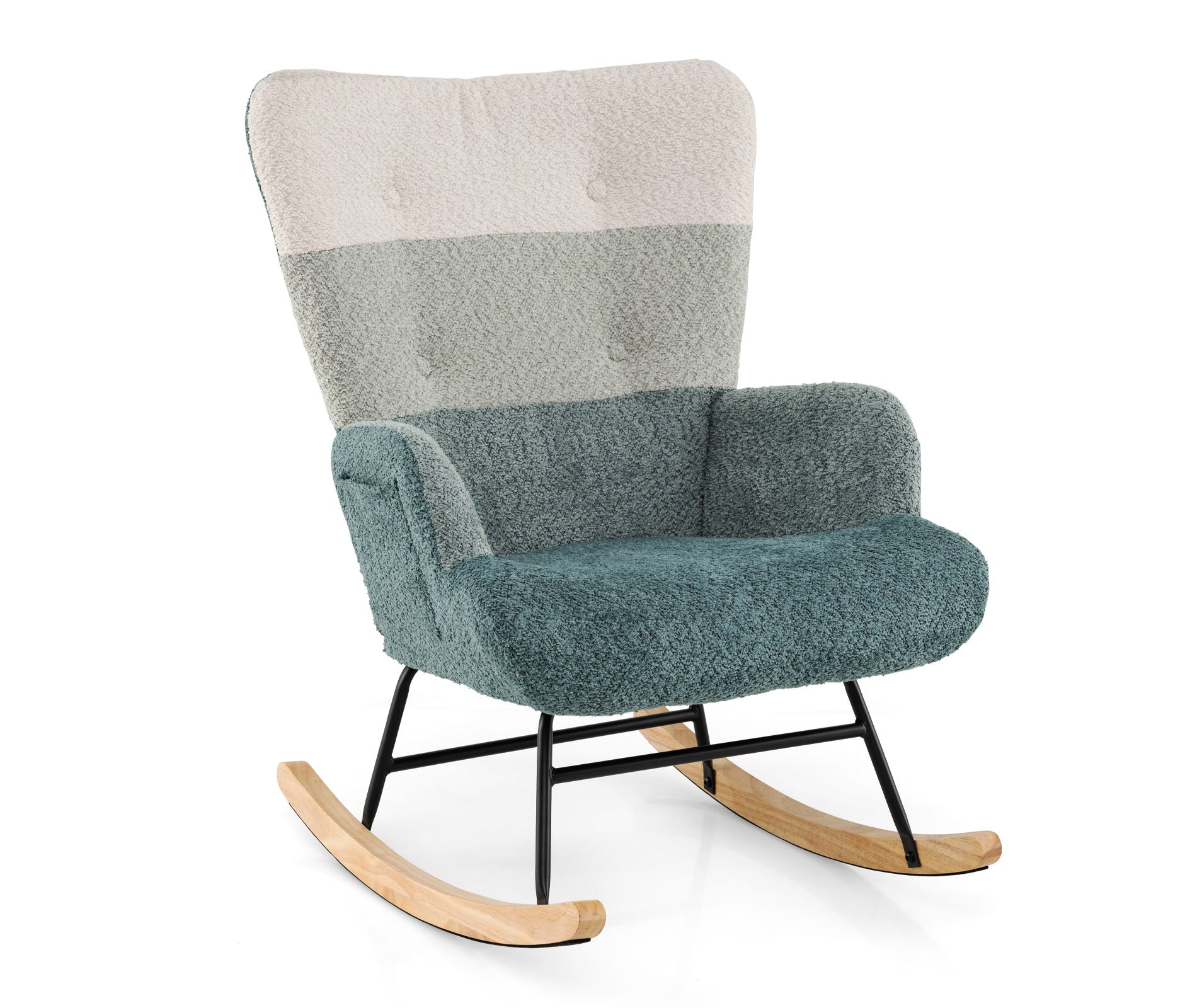 Costway Nursery Rocking Chair w/ Ergonomic Armrests & High Backrest Side Pocket