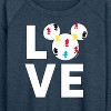 Women's - Disney - Mickey Love Fill Lightweight French Terry Wide Neck Long Sleeve Graphic Shirt - 2 of 4
