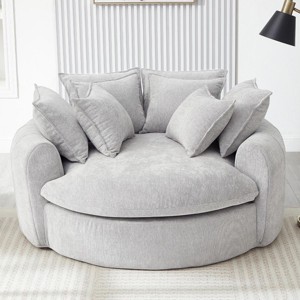 59.8" Modern Black Round Chaise Lounge Sofa with Plush Cushions, Upholstered Boneless Design for Cozy Living Room Relaxation -3irtyhousy - 1 of 4