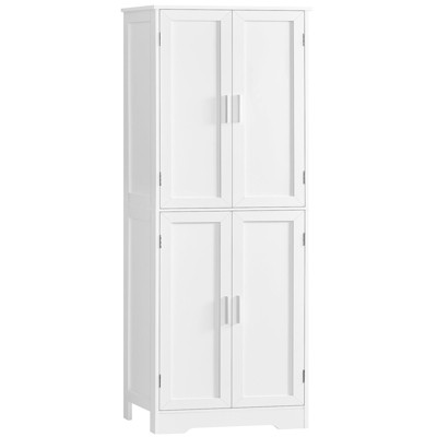 USIKEY 67” Storage Cabinet, Kitchen Pantry Cabinet with 4 Doors and Adjustable Shelves, Cupboard, Tall Bathroom Cabinets for Living Room, White