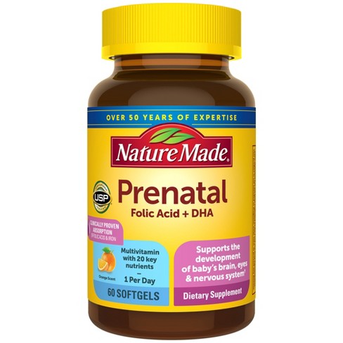 Nature Made Prenatal with Folic Acid + DHA, Prenatal Vitamin and Mineral Supplement Softgels - image 1 of 4