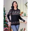 Women's Christmas Reindeer Pattern Crew Neck Sweater - Long Sleeve Festive Knit Jumper - 2 of 4