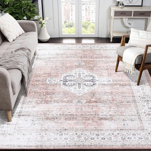 Vintage Distressed Washable Area Rug - Low Pile Non-Slip Foldable Carpet Retro Printed Stain Resistant Soft Indoor Rug for Living Room Bedroom - 1 of 4