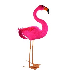 Northlight 39.5" Standing Hot Pink Feathered Flamingo Decoration - 1 of 3