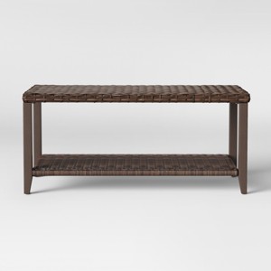 Halsted Wicker Rectangle Patio Coffee Table - Brown - Threshold