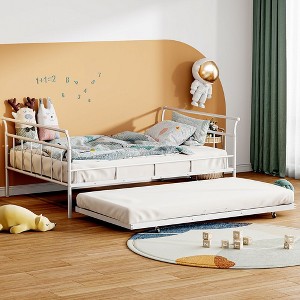 Full Size Metal Daybed, Twin Daybed With Trundle, Metal Lath Support, No Noise Daybed Frame For Home, Apartment, Bedroom - 1 of 4