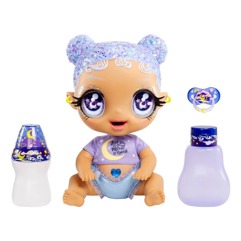 Glitter Babyz Selena Stargazer with 3 Magical Color Changes Baby Doll - Pastel Purple Glitter Hair, 1 of 8