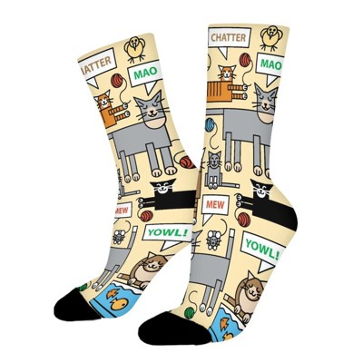 Funny Cat Robot Women Printed Crew Socks Funny Funky Socks Soft Polyester Novelty Gifts for Artists Men