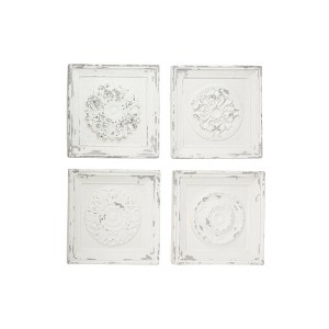 Vintage Fiberglass Floral Wall Decor Set of 4 White - Olivia & May: Modern Botanical Carvings, Includes Mounting Hardware - 1 of 4