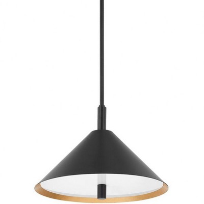 Brianna 15" Black and Gold Leaf Pendant Light