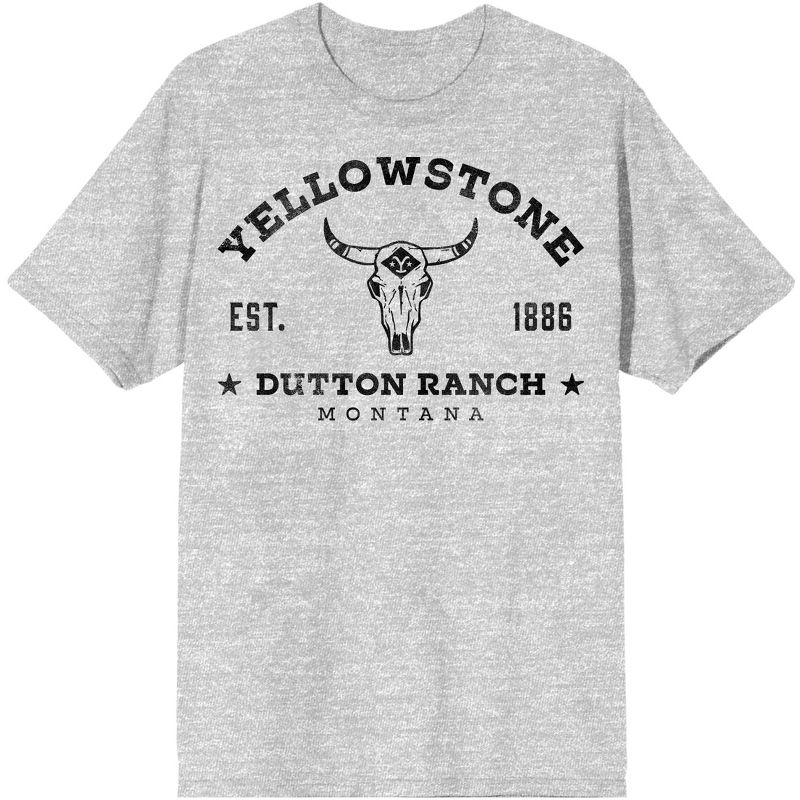 Yellowstone Dutton Ranch Collegiate Style with Brand Mens Athletic Heather Graphic Tee, 1 of 4