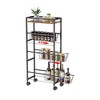 Slim Storage Cart 4 Tier Slim Rolling Storage Cart With Wheels & Wood Top Narrow Sliding Storage Laundry Cart With 3 Pull-Out Baskets KitchenBathroom - 2 of 4