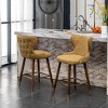 Roundhill Furniture Nevis Mid-century Modern Faux Leather Tufted Nailhead Trim Counter Stool, Yellow, Set of 2 - 2 of 4