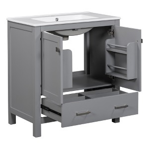 30" Bathroom Vanity with Single Sink, Combo Cabinet Undermount Sink, Bathroom Storage Cabinet with 2 Doors and a Drawer, Soft Closing - 1 of 4
