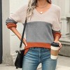 Coolmee Womens Fall Sweaters Casual Long Sleeve Ribbed Knit Pullover V Neck Lightweight Crochet Pullover Sweater Top - 4 of 4