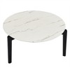 36 Inch Round Coffee Table, Modern And Stylish Small Coffee Table, Imitation Marble Tabletop With Wood Legs - 2 of 4